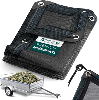 Obrázek produktu pro CargoVA® Síť na přívěs s jemnými oky 1,5 x 2,5 m – černá síť s jemnými oky a gumovým lanem – pro optimální zajištění nákladu