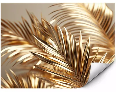 Produktbild von Fototapete Für Die Wand PremiumGoldpalmenblätter für Wohnzimmer Schlafzimmer Büro 250x175 cm