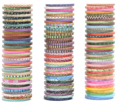 Obrázek produktu pro Sada 120 rolí tenké washi pásky – dekorativní pásky s geometrickými vzory