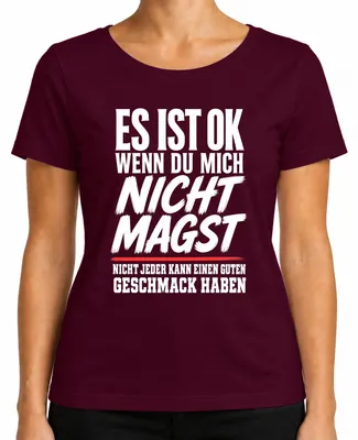 Productafbeelding van Het is oké als je me niet mag. Stijlverklaring. Ironische dames T-shirt, bordeauxrood, maat S