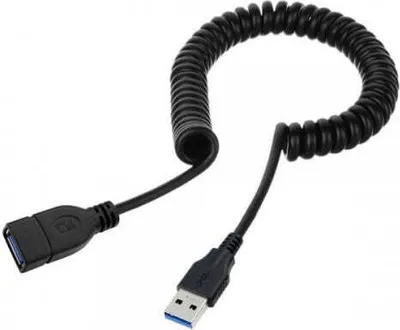 Produktbild von SYSTEM-S USB Kabel Typ A 3.0 (Male) auf USB Typ A 3.0(female) Spiralkabel 40-60 cm