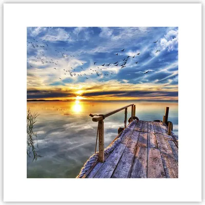 Produktbild von Poster - Poster ohne Rahmen - See Brücke - 30x30 cm - Wand Bild - Wanddeko - Wandbilder - Kunstposter - Wandposter - Bilder - Kunstdruck - Wanddekoration - Wandbild - P2XAC30x30-3963