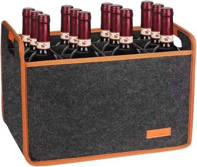 Produktbild von Famanu Flaschenhalter aus Filz mit 12 Fächern - Tragetasche für Wein, Bier und Softdrinks