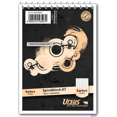 Produktbild von Spiral-Notizblock A7 70g/qm 40 Blatt kariert