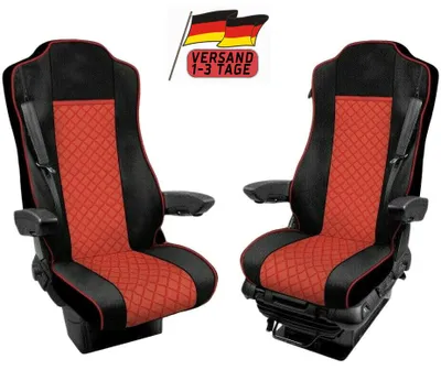 Obrázok produktu pre Poťahy sedadiel pre nákladné vozidlá Mercedes Actros MP4-MP5 2015-2020 Ekologická koža Červená/Čierna