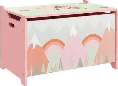 Obrázek produktu pro Dětský úložný prostor - Skříňka - Motiv lišky - Rozměry 60 x 37 x 39 cm - Nutná montáž - Úložný prostor na hračky - Růžová barva