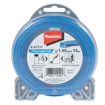 A product package containing blue trimmer line.