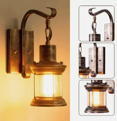 Zdjęcie produktu dla Lampa ścienna kinkiet w stylu retro latarnia vintage oświetlenie