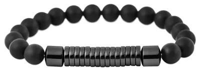 Produktbild von Akzent 5030437-001 Kugelarmband aus Naturstein - Onyx und Hematite