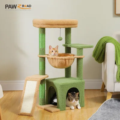 Produktbild von PAWZ Road Kaktus Katzenbaum für Indoor-Katzen, 90 cm, Grün