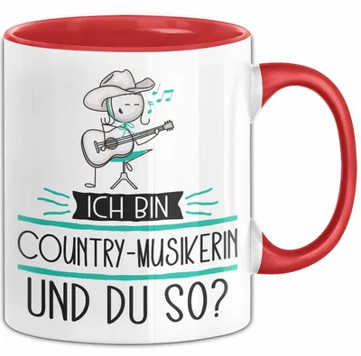 Produktbild von Country-Musikerin Tasse Geschenk Ich Bin Country-Musikerin Und Du So Geschenkidee Lustiger Spruch Becher (Rot)