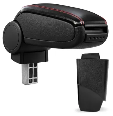 Armlehne Mittelarmlehne Leder Bezug Schwarz / Rot für Peugeot 206 + 206 CC – Produktansicht