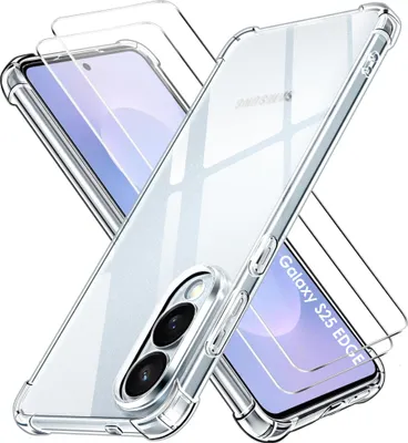 Produktbild von Stoßfeste Hülle für Samsung Galaxy S25 EDGE und 2 Displayschutzfolien aus gehärtetem Glas Phonillico®