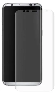 A smartphone with a screen protector placed over its screen.