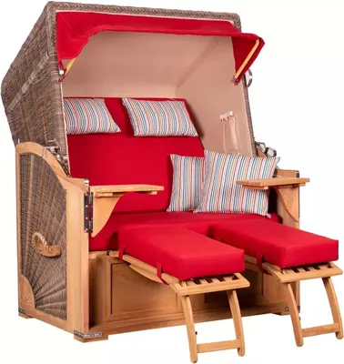 Produktbild von Strandkorb Nordstrand Teak PE grey Dessin 585