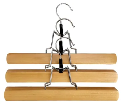 Produktbild von Hosenklemmbügel 3er Pack Holz Natur
