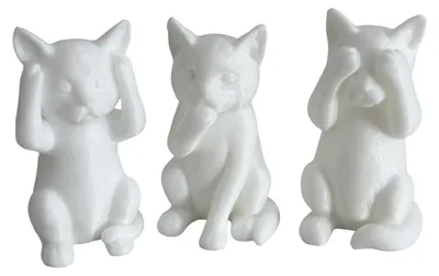 Produktbild von 3D-gedruckte Katzenfigur „Kätzchen hören, sprechen, sehen, nichts Böses“ – Miniatur-Katzenfigur, Geschenk für Katzenliebhaber, Dekoration für Schreibtisch, Regal oder Schrank