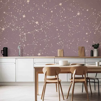 Produktbild von Vlies Fototapete - Night Sky - Artistic Constellations and Stars in Pastel Shades 450x315 cm Muster f-C-10104-a-a