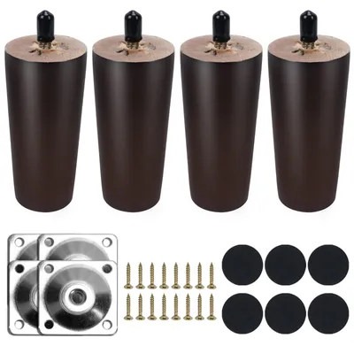 Imagen del producto de Juego de 4 patas redondas para mesa, hechas de nogal
