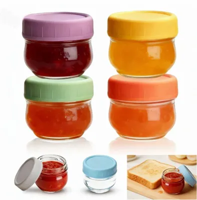 Image de Lot de 6 récipients en verre de 50 ml pour vinaigrettes, avec couvercle