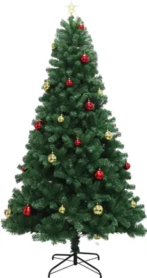 Immagine prodotto di Albero di Natale artificiale - 183 cm - Con luci - Telecomando - Rami pieghevoli - Base in metallo - Verde