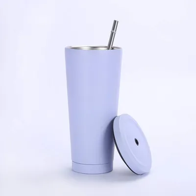 Obrázok produktu pre 750ml/25oz Hrnček z nehrdzavejúcej ocele Vákuovo izolovaná šálka Hrnček na kávu Cestovná fľaša termohrnček Pohár na studené nápoje so slamkou a nepriepustným viečkom na pitie ľadovo studené alebo teplé, C