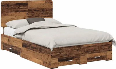 Zdjęcie produktu dla vidaXL Rama łóżka z szufladami z drewna odzyskanego 120 x 190 cm materiał drewnopochodny