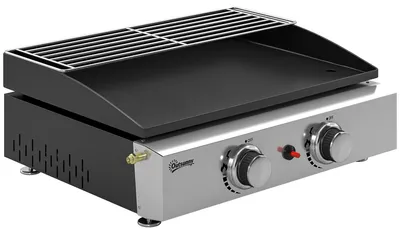 Produktbild von Gasgrill 5 KW Tragbarer Tischgrill mit 2 Brenner Keramische Lackbeschichtung Grillrost Warmhalterost