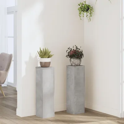 Produktbild von Möbel Pflanzenständer 2 Stk. Betongrau 17x17x60 cm Holzwerkstoff - Beete &18270