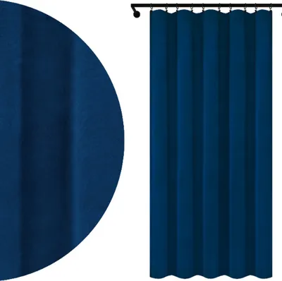 Obrázek produktu pro Záclona tmavě modrá na pásce velurový závěs 140x260 cm hotový závěs do obývacího pokoje