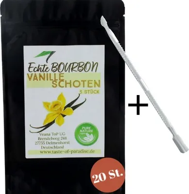 Produktbild von Bourbon Vanilleschoten (20 Stk.) 100% Madagascar - 18-20cm Top Gourmet Qualität + gratis Vanillemesser