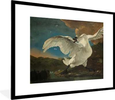 Produktbild von MuchoWow® Gerahmtes Poster Schwan - Alte Meister - Jan Asselijn 80x60 cm - Poster mit Schwarzem Bilderrahmen Wandposter Rahmen Foto Bilder - Schlafzimmer-Dekorationen - Fotoposter