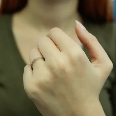 Produktbild von 0,10 Carat Diamant halbrund Memoire Ring Vorsteckring 14 Karat Weißgold - 51 (16,20 mm)