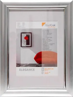 Produktbild von Kunststoff Bilderrahmen Elegance alu-metallic-silber, 21 x 29,7 cm