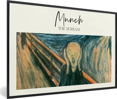 Produktbild von MuchoWow® Gerahmtes Poster Der Schrei - Munch - Alte Meister 60x40 cm - Poster mit Schwarzem Bilderrahmen Wandposter Rahmen Foto Bilder - Printing - Wanddeko Schlafzimmer