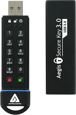 Zdjęcie produktu dla Apricorn Aegis Secure Key 3.0, 120 GB, USB Typu-A, 3.2 Gen 1 (3.1 Gen 1), 195 MB/s, Pokrywka, Czarny