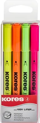 Immagine prodotto di Penna evidenziatore Kores, punta a cuneo: 0,5 - 3,5 mm, confezione da 4 pz