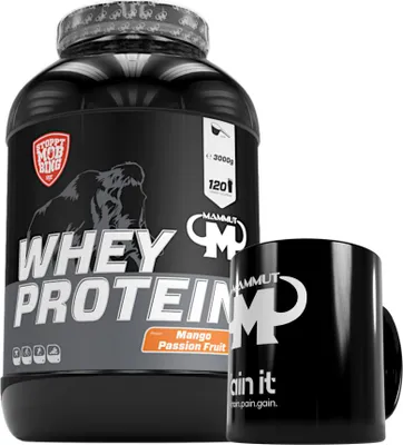 Produktbild von Mammut Nutrition - Whey Protein 3000 g Dose - 120 Portionen Eiweiß + GRATIS Keramik Tasse, Geschmack: Mango Passion Fruit