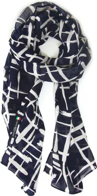 Produktbild von Italienischer Schal Japan im maritimen Look dunkelblau und weiß von collezione alessandro
