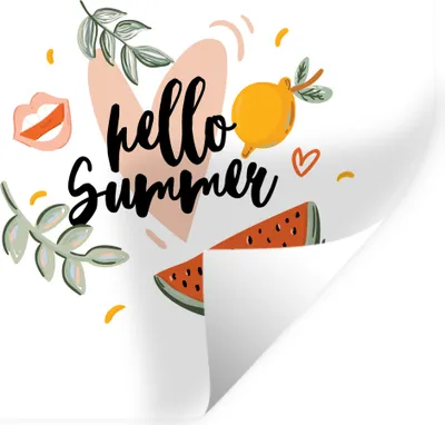 Produktbild von MuchoWow® Wandtattoo Wandsticker Wandaufkleber Wassermelone - Sommer - Rosa 30x30 cm Selbstklebend und Repositionierbar - Repositionierbar - Wasser abweisend