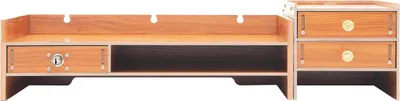 Produktbild von Monitorständer mit 3 Schubladen - Schreibtisch Organizer - Maße 48×20×13,5 cm - Abschließbar - Tragkraft 5 kg - Für 25–51 cm Monitore - MDF - Holz