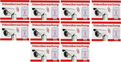 Produktbild von 10 Aufkleber Schild Videoüberwachung Kameraüberwachung Hinweis Warnaufkleber