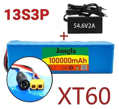 Obrázok produktu pre 48V 100Ah lítiovo-iónová batéria – batériový balík 13S3P – pre elektrické skútre do 1000W – integrovaný systém riadenia batérie (BMS) – vrátane nabíjačky DC – konektor XT60