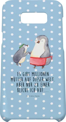 Produktbild von Mr. & Mrs. Panda Samsung Galaxy S8 plus Handyhülle  Pinguin mit Kind - Blau Pastell - Geschenk, Muttertag, Cover, Hülle, Mama, Handy, Case, Vorbild, Handycover, Mom