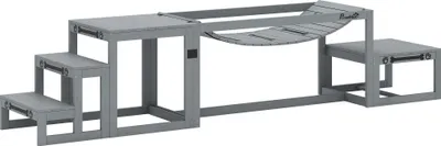 Produktbild von Hunde Agility Set 3-teiliges Set Agility-Ausrüstung mit Brücke, Treppe, Plattform, Tannenholz, 117 x 50 x 56 cm, Grau