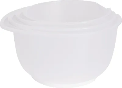 Immagine prodotto di Set di 3 ciotole per mescolare Excellent Houseware, plastica, 16/19/22x12 cm, trasparente/bianco