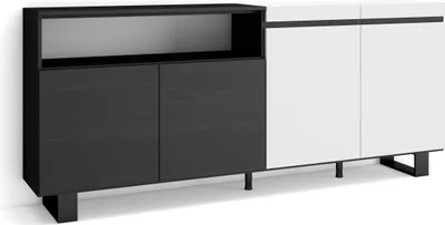 Produktbild von Sideboard, Highboard, 200x87x35cm, 4 Türen, Industriedesign, Weiß und Schwarz