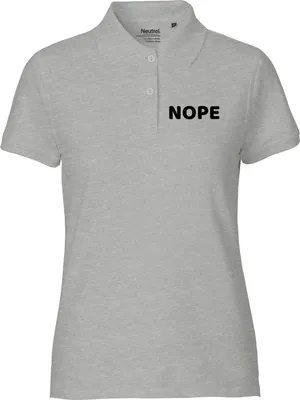 Produktbild von Huuraa Damen Polo Shirt Nope Schriftzug M Sport Grey Bio Baumwolle Fairtrade Poloshirt Geschenkidee