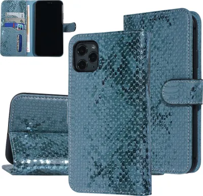 Produktbild von UNIQ Accessory Apple iPhone 11 Pro Max Green Snakeskin Book type case