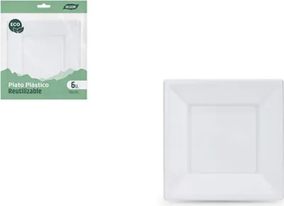 Produktbild von Algon 6 Quadratische Umweltfreundliche Plastikteller 18 Cm    One Size